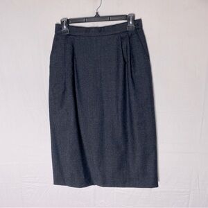 Vintage Charcoal Grey Wool Midi Skirt S